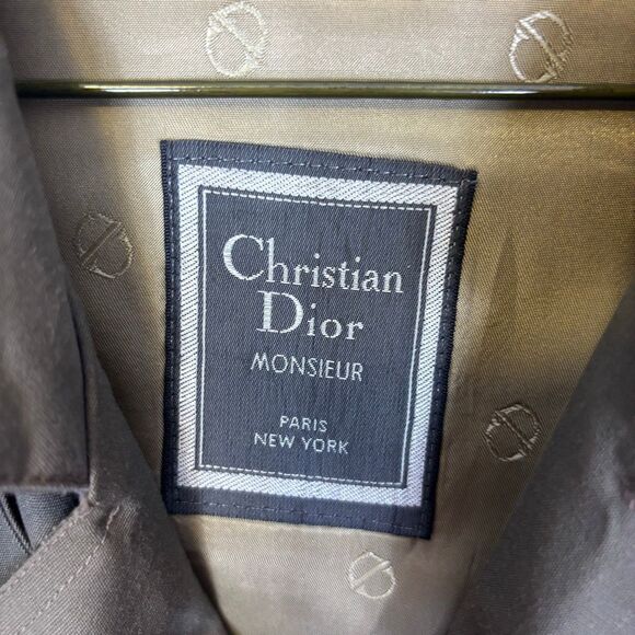 Christain Dior Monsieur Taupe Men's 100% Wool Lined Trench Coat Jacket 42R - Picture 7 of 11